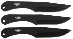 UZI Throwing Knives IV, 8.25" Stainless Steel Blades, Leather Pouch
