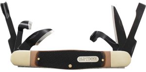 Old Timer 24OT Splinter Carvin' 6" Knife: High Carbon Stainless Steel, Heat-Treated Springs, Various Blades