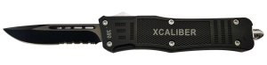 Xcaliber 380 ACP Large OTF Knife 3.80in Part Serrated Black 440C