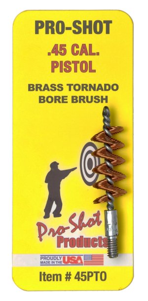 Pro-Shot 45PTO .45 Caliber Pistol Bore Brush Brass Spiral Wound