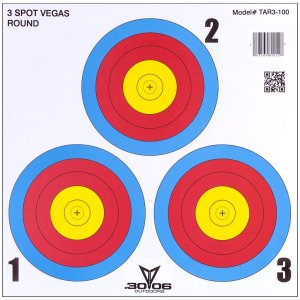 147164810110 TAR3-100 30-06 Paper Targets 3 Spot Vegas 100 Pack