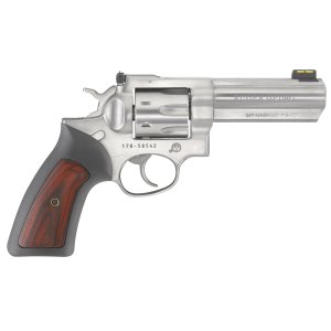 Ruger 1771 GP100 Revolver, 357 Mag, 4.20" Barrel, 7-Round, Satin Stainless Steel, Cushioned Rubber Grip, Fiber Optic Front Sight, Adjustable Rear Sight