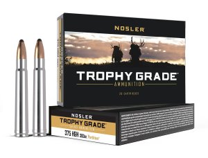 Nosler Safari 375 H&H Magnum 300gr Partition Nickel-Plated Brass Ammo, 20 Rounds - High Performance, Dangerous Game