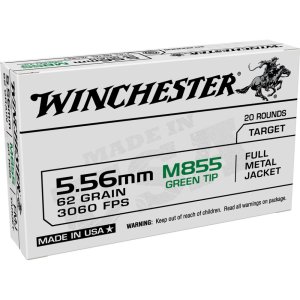 Winchester WM855K 5.56 NATO 62 Grain Full Metal Jacket 20 Rounds