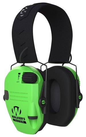Walker's Razor Slim Electronic Muff 23 dB Hi-Viz Green/Black HD Sound