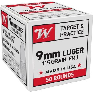 Winchester Ammo W9MM50 9mmLuger 115gr Full Metal Jacket 50 Per Box/20 Case