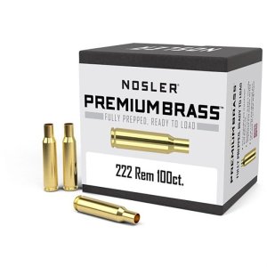 Nosler .222 Remington Unprimed Brass Rifle Cartridge Cases, 100 Count, USA