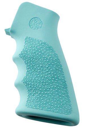 Hogue 15015 OverMolded Grip Aqua Blue Rubber with Finger Grooves AR-15