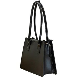 Rugged Rare 49711 Myla Concealed Carry Purse Black Vegan Leather Tote