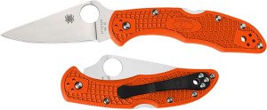 SPYDERCO Delica 4 Lightweight FRN Orange Folding Knife (C11FPOR)