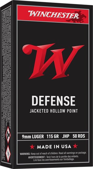 Winchester Ammo USA9JHP USA Defense 9mm Luger 115 gr Jacketed Hollow Point (JHP) 50 Per Box/ 10 Cs