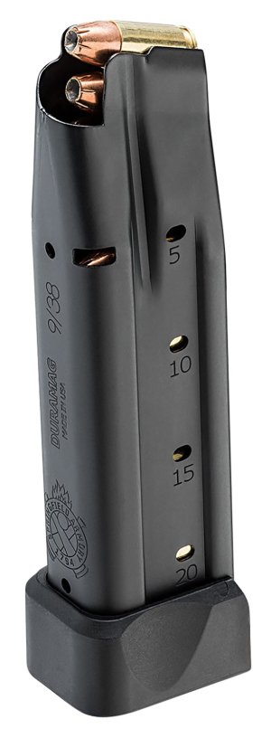 Springfield Armory PH6920 1911 DS Extended Magazine, 9mm Luger, 20-Round Capacity, Black Steel, Polymer Base Pad