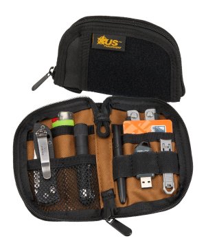 US PeaceKeeper EDC Pocket Organizer 3.5"x6" 1000 Denier Nylon Black/Tan