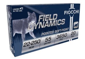 Fiocchi 22250B Field Dynamics 22-250 Rem 55gr PSP 20rd Box