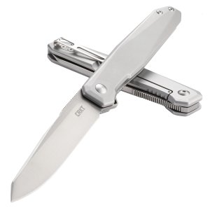 CRKT K230XXP Facet 3.37" D2 Steel Sheepsfoot Folding Knife, Stainless Handle
