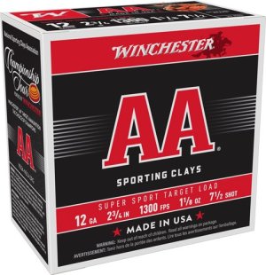 Winchester AA Super Sport 12 Gauge Shotgun Ammunition 2-3/4" 1-1/8 oz #7.5 Shot 1300 fps