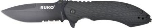 RUKO FOLDER SERRATED 3.25" BLACK HANDLE
