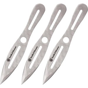Smith & Wesson SWTK10CP Throwing Knives 5" Dual Edge Spear Point 2Cr13MoV SS Blade Stainless Steel Handle Set of 3