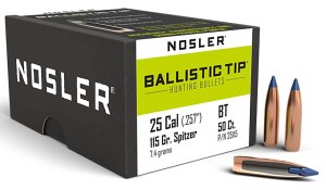 Nosler 25115 Ballistic Tip Hunting 25 Cal .257 115 gr Spitzer Point