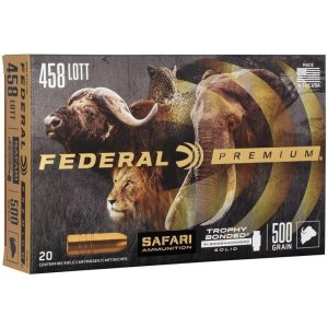Federal Premium Safari Cape-Shok P458LT2 458 Lott 500 gr Trophy Bonded Sledgehammer Solid (TBSH) Ammo - 20 Rounds per Box/10 Boxes per Case