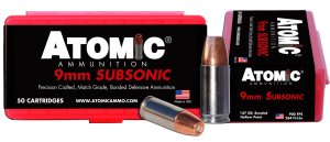 Atomic Ammunition 00438 9MM Luger 147gr Subsonic Hollow Point 50/Box