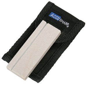FPI AccuSharp Pocket Natural Arkansas Stone Sharpener White Belt Pouch