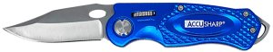 AccuSharp Sport 3" Folding Knife with Stainless Steel Blade and Blue Aluminum Handle