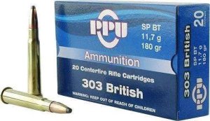PPU PP303S2 Standard Rifle 303British 180gr Soft Point Boat Tail 20 Per...