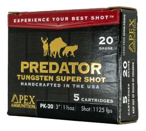 Apex 20GA 3" 1.5 oz Predator TSS #2 Shotshells - 5 Count Box