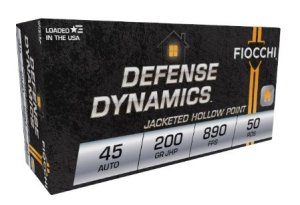 Fiocchi Defense Dynamics 45 ACP 200GR JHP Brass 50 Rounds