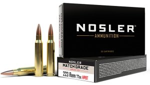 Nosler Match Grade 223 Rem 77 gr Custom Competition Hollow Point Boat-Tail (CCHPBT) 20 Per Box/ 20 Cs