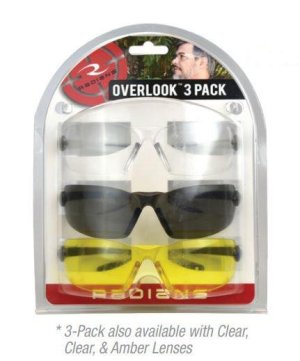 Radians Overlook OV3124CS Shooting Glasses Pack - Lightweight, Clear Amber Lens, UV Protection, ANSI Z87.1 Compliant, 3 Count