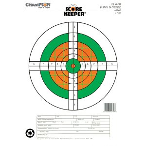 Champion Scorekeeper Targets Orange & Green 25 yd Pistol 12/Pack