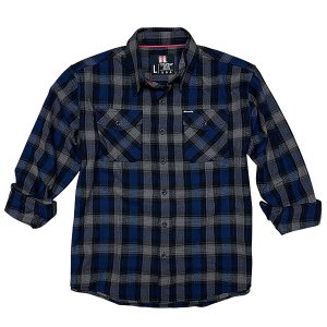 HDESIGN 32203 Flannel Shirt Large Navy/Black/Gray Cotton/Polyester