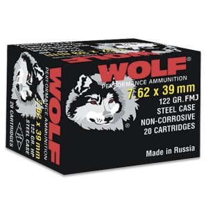 Wolf 762BFMJ 7.62x39 123GR FMJ Ammo, 20 Rounds