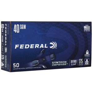 Federal Premium Personal Defense .40 S&W 175gr SJHP Brass Cased Ammo - 50 Rounds, Deep Penetration, Blue Polymer Jacket, Reliable Catalyst Primer
