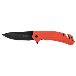 Kershaw 8650 Barricade 3.5" Drop Point Blade Orange Handle Glass Breaker