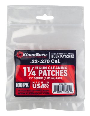 KleenBore Super Shooter Cotton Flannel Patches .22-.270 Caliber 1 1/4" 100 Pack