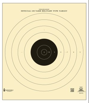 Action Target SR1100 100-Yard Military Bullseye Target 21"x21" 100/Box