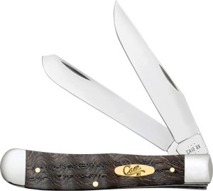 Case CAE Trapper Black Curly Oak Wood Folding Knife 0.26 lbs