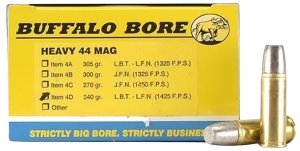 Buffalo Bore 4D20 44 Rem Mag +P+ 340gr Lead Flat Nose Ammo 20 Rounds
