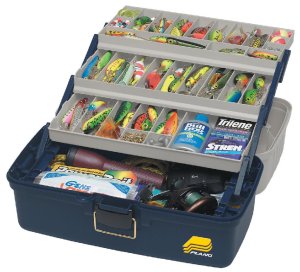 PLANO 6133 Large 3-Tray Tackle Box Adjustable Compartments Blue/Silver
