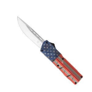 CobraTec Knives Lightweight American Flag D2 Steel OTF Knife 3.25 In