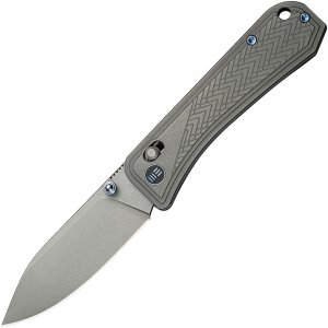 WE BOUGIE BANTER 2.91" DRP/PLN/STN GRY TITANIUM Upscale Art Deco Styling On Gray Titanium Handle, Gray Stonewashed CPM S45VN Bld Crossbar Lock