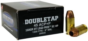 DoubleTap Ammunition 45A160XM 45ACP 160gr Lead Free HP 20 Box