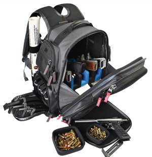 GPS 1812BPG Executive Backpack Gray Holds 5 Handguns 16 Patches