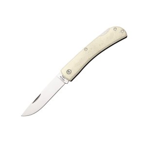 Bear & Son Locking Farmhand Folding Knife 2-3/4 Drop Point Blade White Smooth Bone