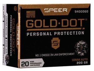 Speer 54000GD Gold Dot 10mm 200gr Hollow Point Ammo 20 Rounds