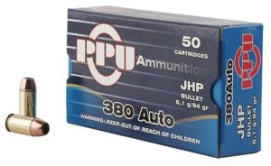 Prvi Partizan PPD380A .380 ACP 94 Grain JHP Ammo 50 Round Box