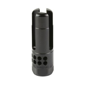 SureFire WARCOMPSPORT5561228 Flash Hider 22 Cal (5.56mm) 1/2"-28 tpi, Open Tine 3-Prong, Ported Black Stainless Steel